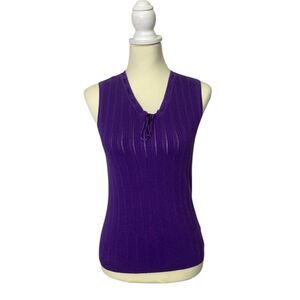 Vintage Y2K Faded Glory Ribbed Sleeveless Top Purple Stretch Knit Women's Size S